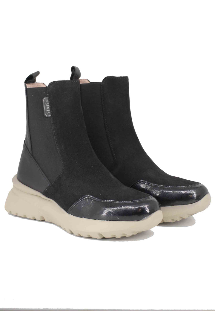 Spatarella Sneakers Donna A Stivaletto In Pelle E Tessuto Nero Rio Black