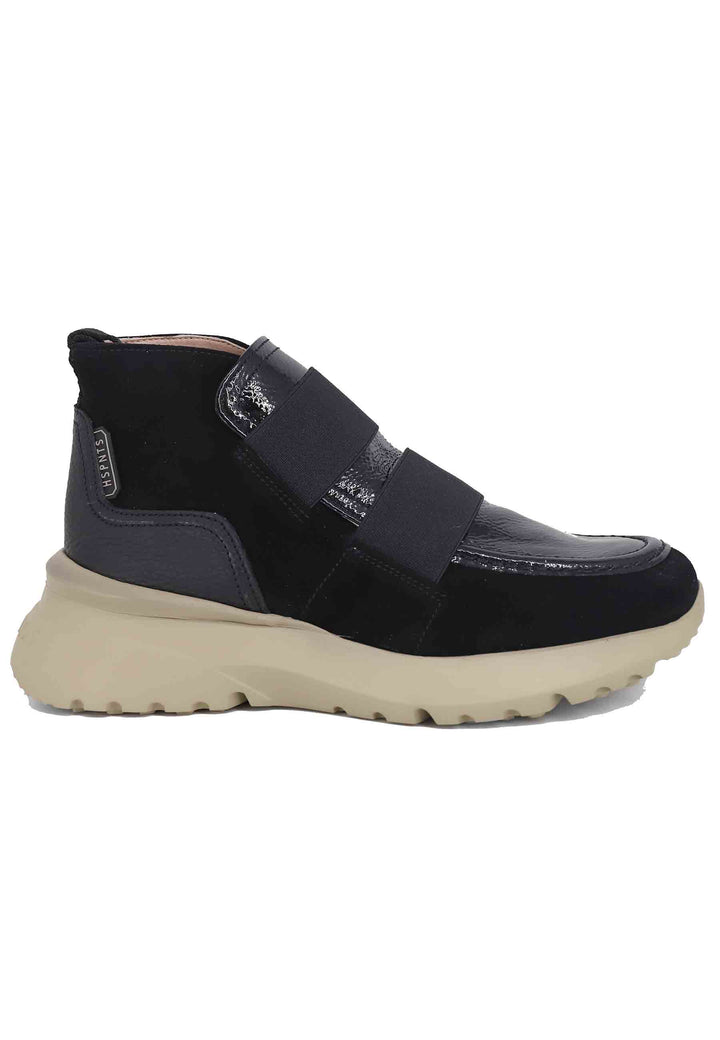 Spatarella Sneakers donna a stivaletto in pelle e tessuto nero Velour Black