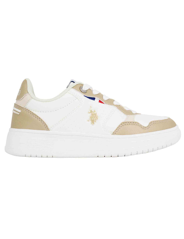 Spatarella Sneakers donna in eco pelle vintage bianco e bronzo