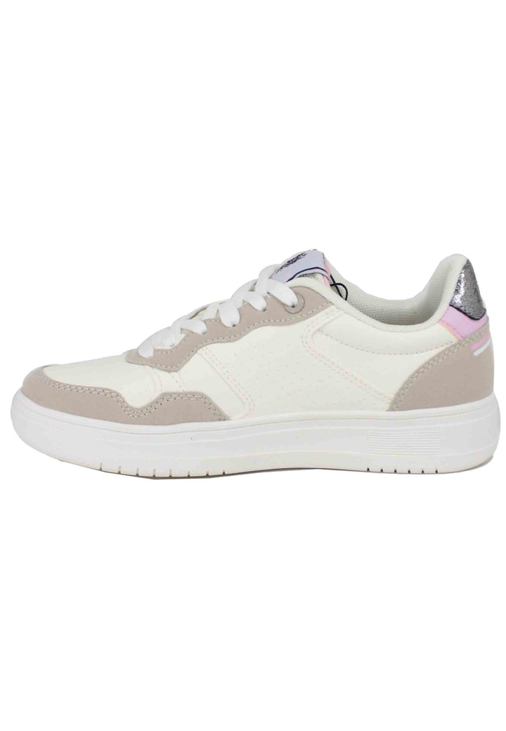 Spatarella Sneakers Donna In Eco Pelle Vintage Bianco E Nude
