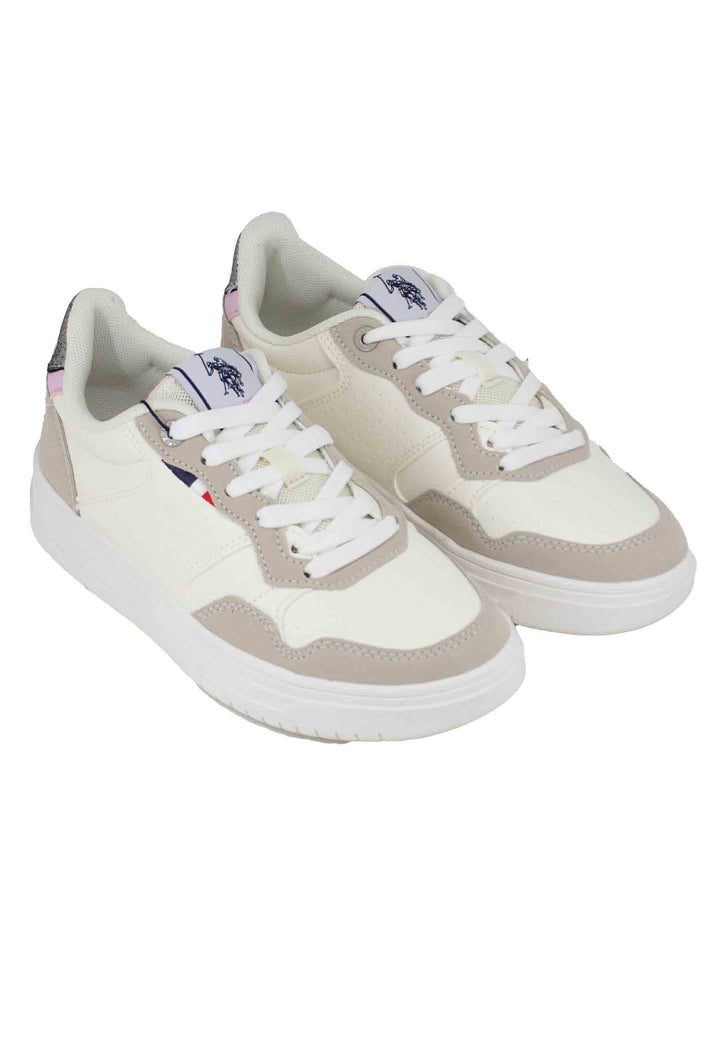 Spatarella Sneakers Donna In Eco Pelle Vintage Bianco E Nude