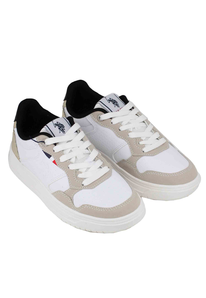 Spatarella Sneakers Donna In Eco Pelle Vintage Bianco E Oro