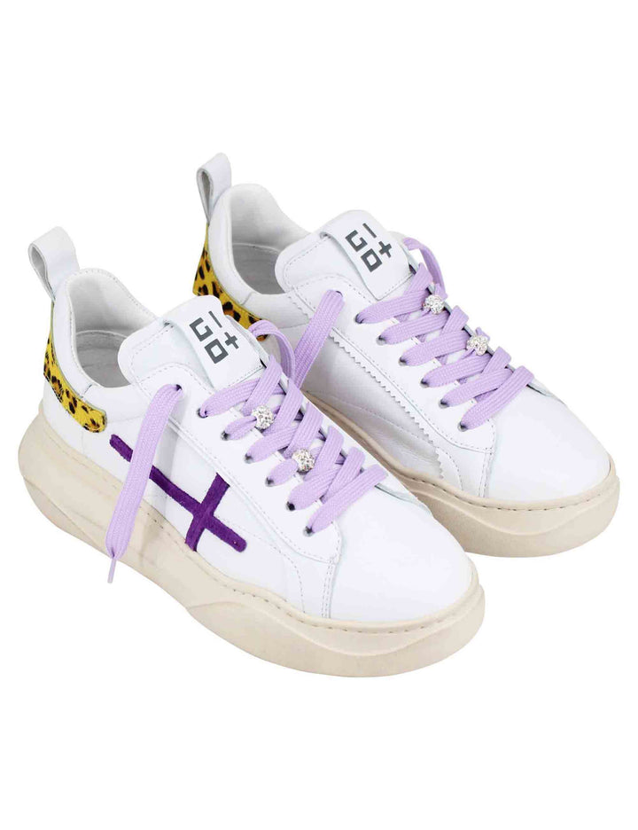 Spatarella Sneakers Donna In Pelle Bianca Con Riporti In Contrasto