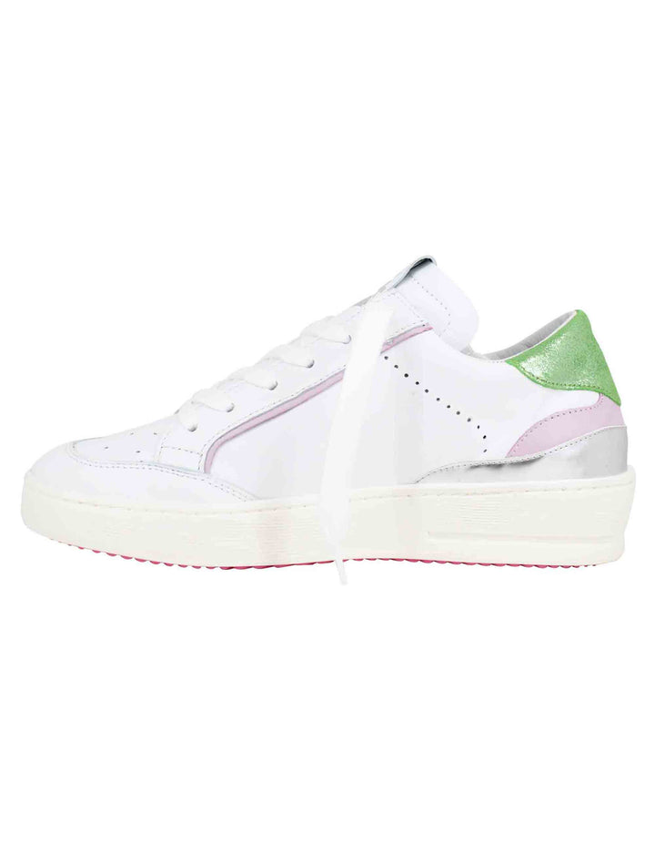 Spatarella Sneakers Donna In Pelle Bianca Con Riporti In Pelle Argento