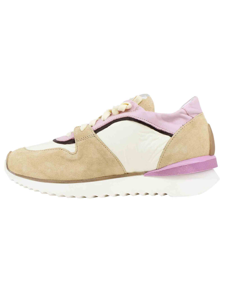 Spatarella Sneakers Donna In Pelle E Camoscio Beige