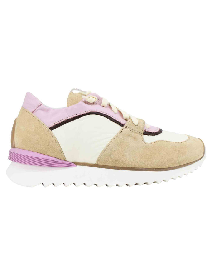 Spatarella Sneakers donna in pelle e camoscio beige