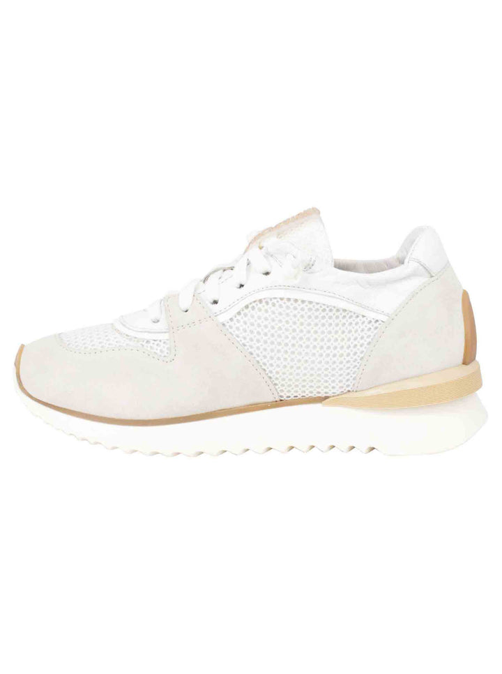 Spatarella Sneakers Donna In Pelle E Tessuto Bianco Fondo Running