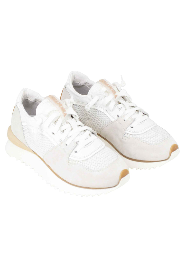 Spatarella Sneakers Donna In Pelle E Tessuto Bianco Fondo Running
