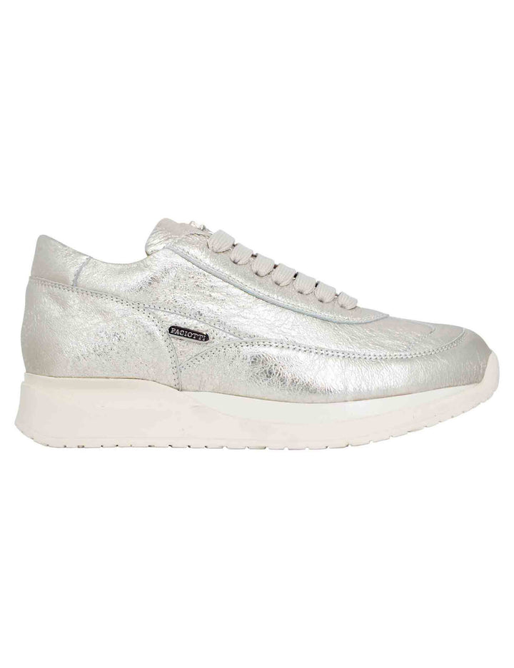 Spatarella Sneakers Donna In Pelle Laminata Platino