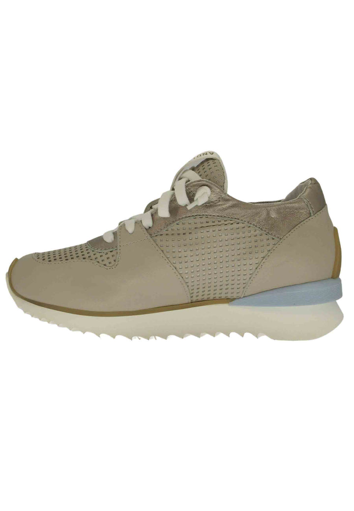 Spatarella Sneakers Donna In Pelle Taupe Con Suola Alta Il Gomma