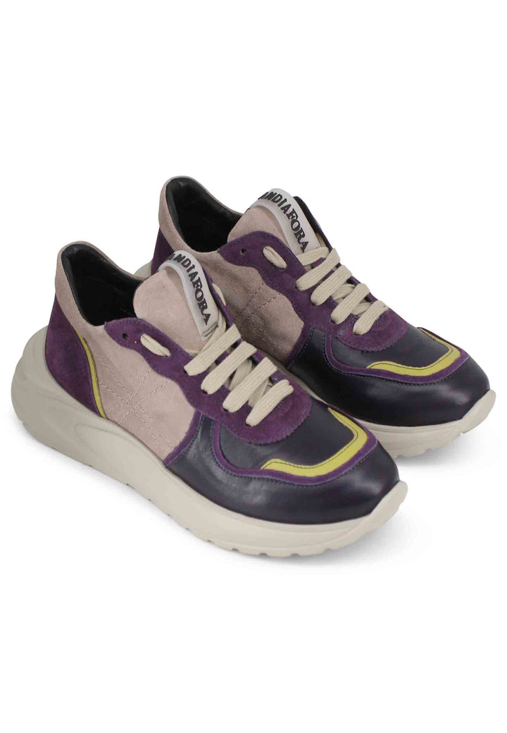 Spatarella Sneakers Donna In Pelle Viola Con Suola In Gomma