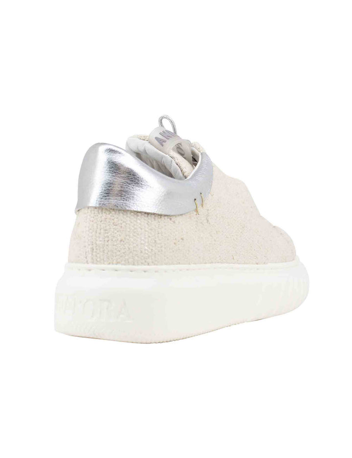 Spatarella Sneakers Donna In Tessuto Beige Con Suola In Gomma Alta