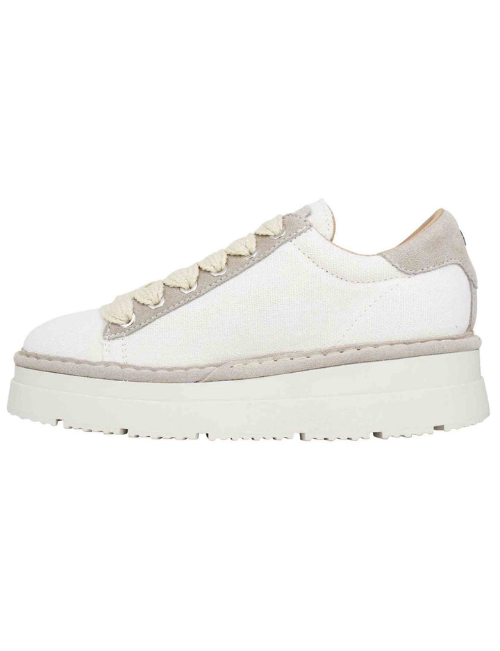 Spatarella Sneakers Donna In Tessuto Bianco Con Fondo Alto