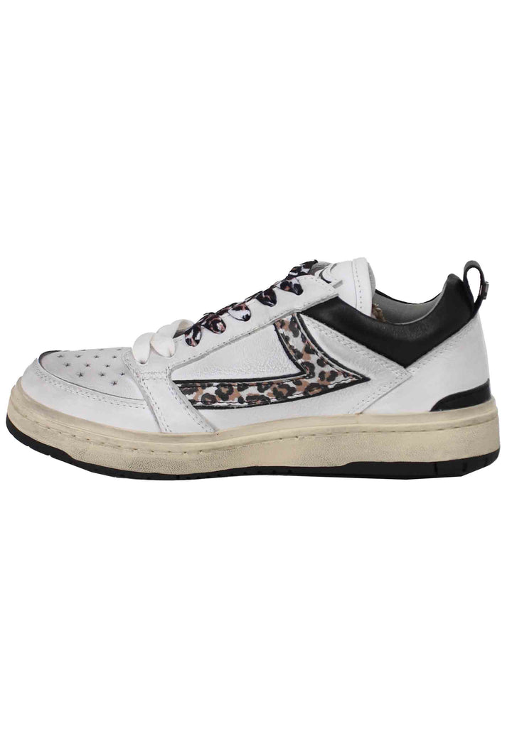 Spatarella Sneakers Donna Starlight Animalier In Pelle Bianca