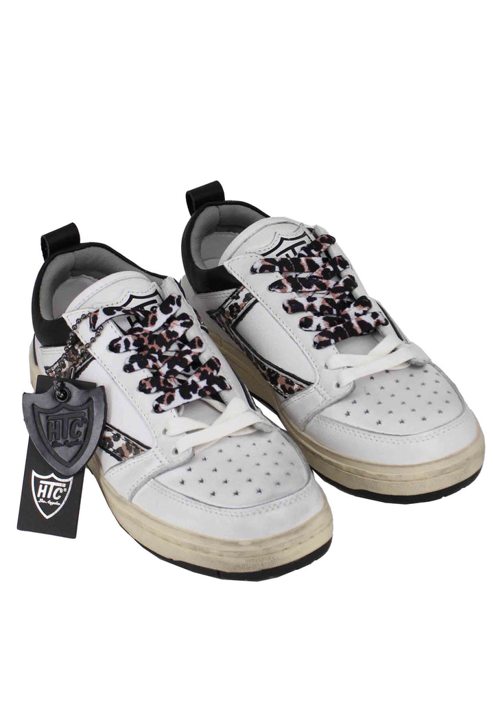 Spatarella Sneakers Donna Starlight Animalier In Pelle Bianca