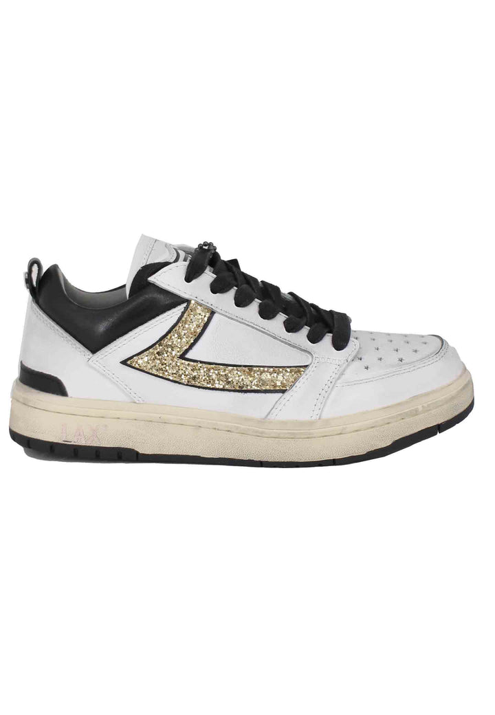 Spatarella Sneakers Donna Starlight Glitter In Pelle Bianca