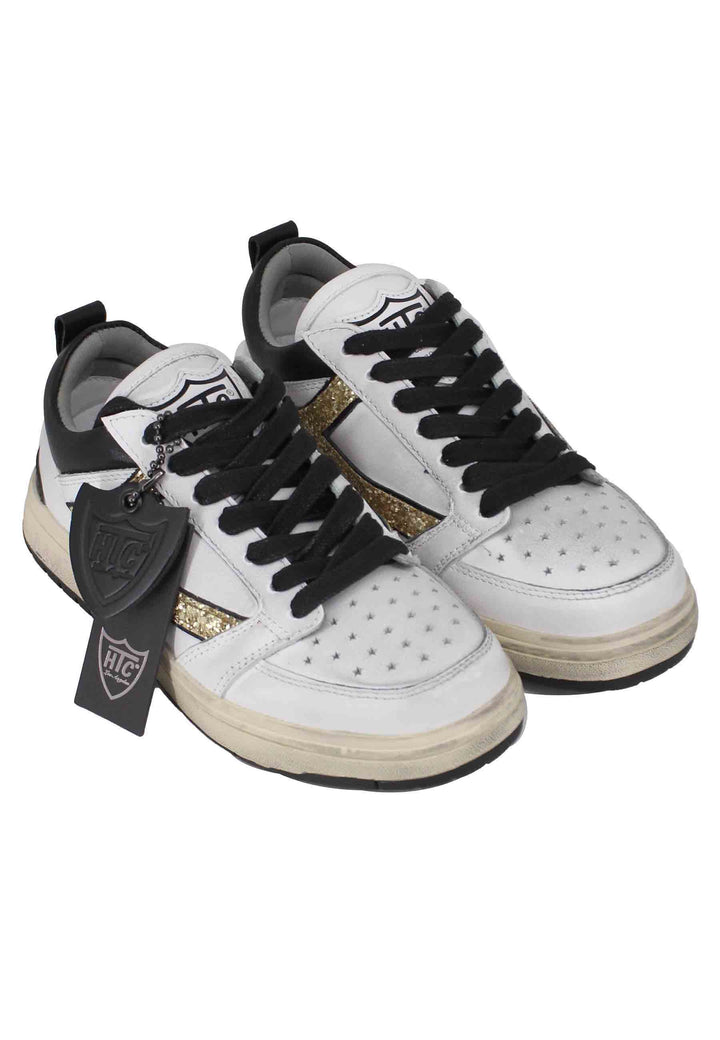 Spatarella Sneakers Donna Starlight Glitter In Pelle Bianca