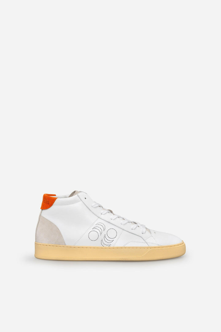 Spatarella Sneakers Uomo Del Bello Mid In Pelle Bianca