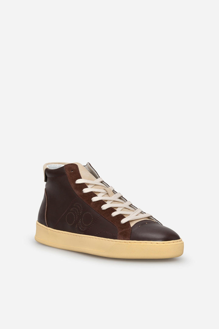 Spatarella Sneakers Uomo Del Bello Mid In Pelle Marrone