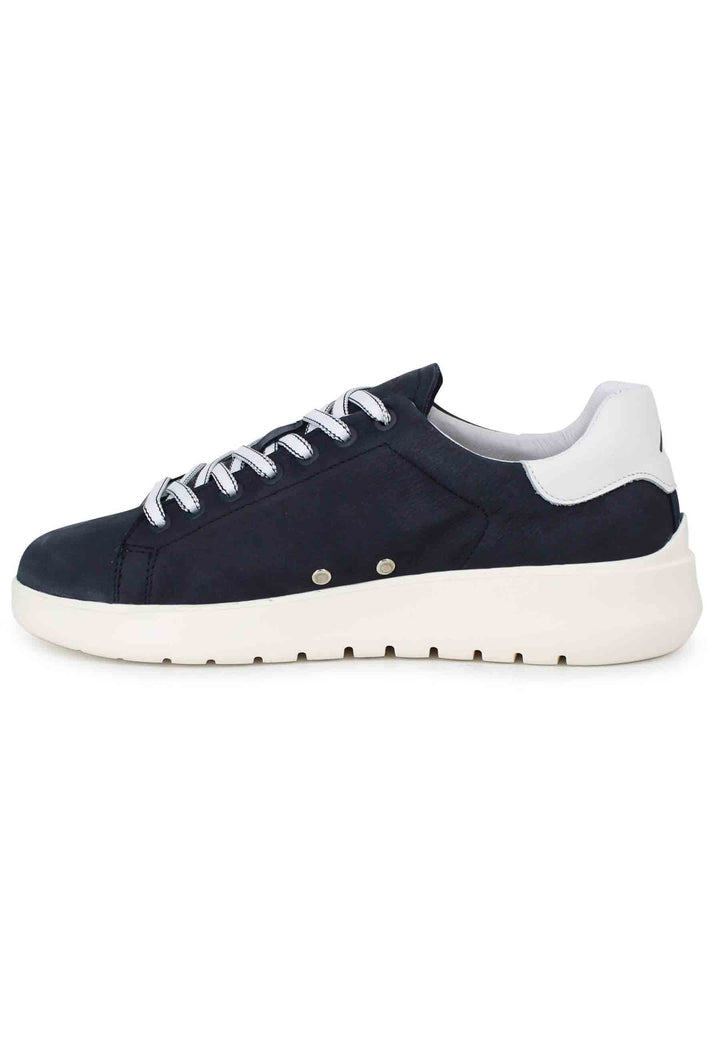 Spatarella Sneakers Uomo Hover In Nabuk Blu Con Suola Alta In Gomma