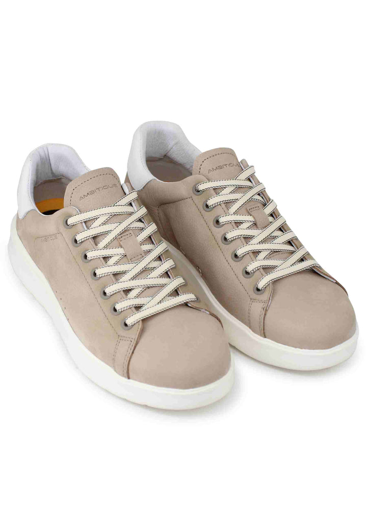 Spatarella Sneakers Uomo Hover In Nabuk Sabbia Con Suola Alta In Gomma