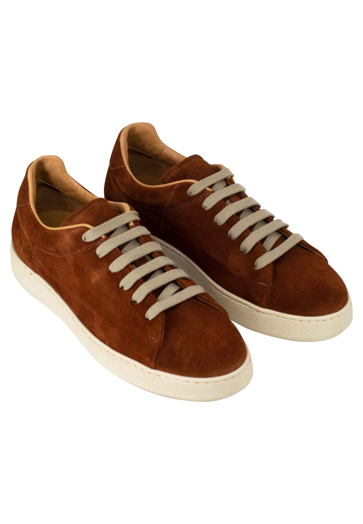 Spatarella Sneakers Uomo In Camoscio Ingrassato Cuoio E Suola Ultra Leggera