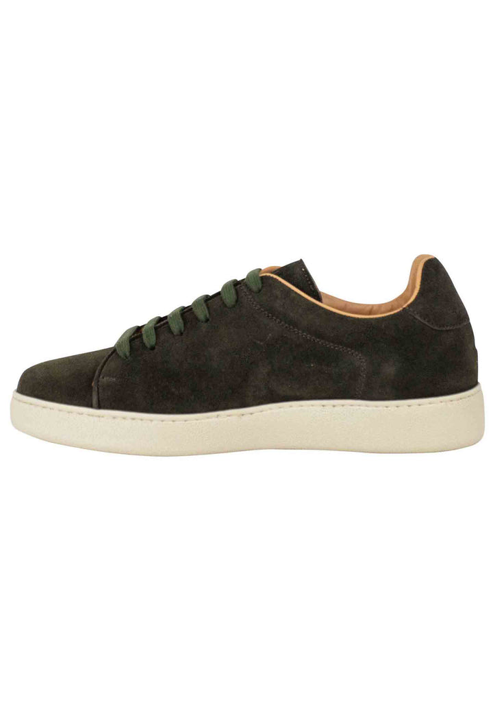 Spatarella Sneakers Uomo In Camoscio Ingrassato Verde E Suola Ultra Leggera