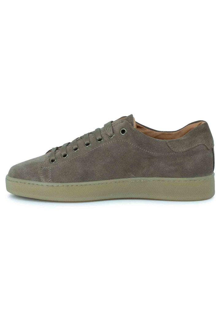 Spatarella Sneakers Uomo In Camoscio Tortora Con Fondo Gomma