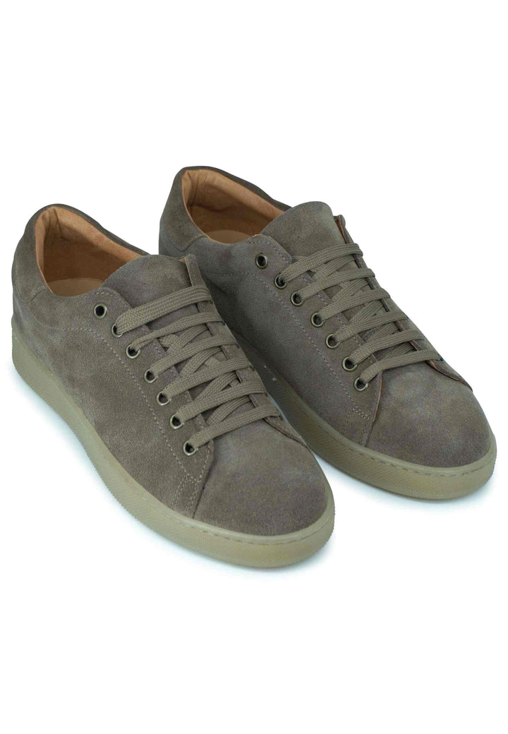 Spatarella Sneakers Uomo In Camoscio Tortora Con Fondo Gomma