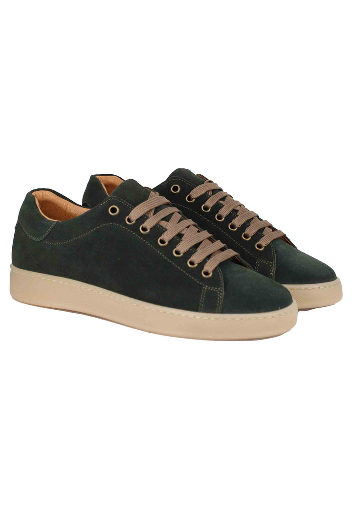 Spatarella Sneakers Uomo In Camoscio Verde Con Fondo In Gomma