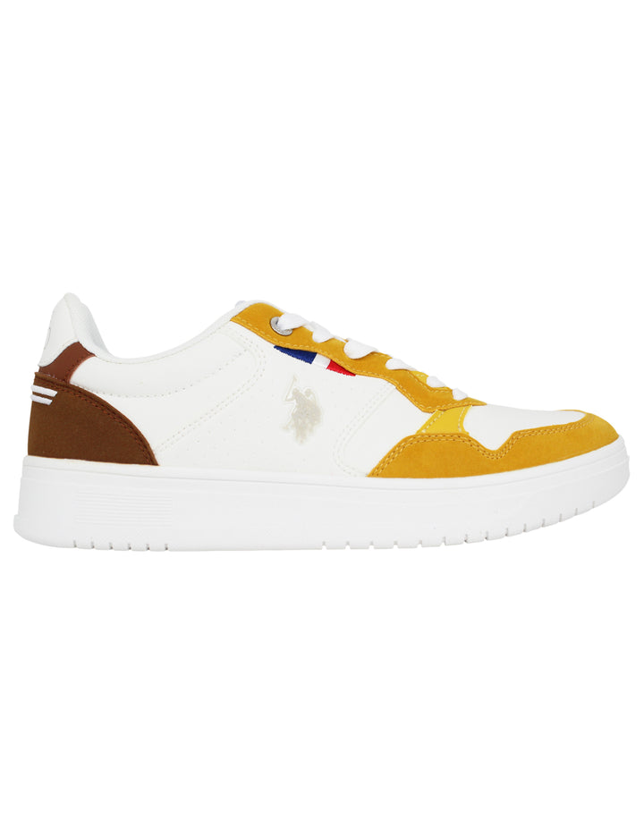 Spatarella Sneakers Uomo In Eco Pelle Vintage Bianco E Giallo