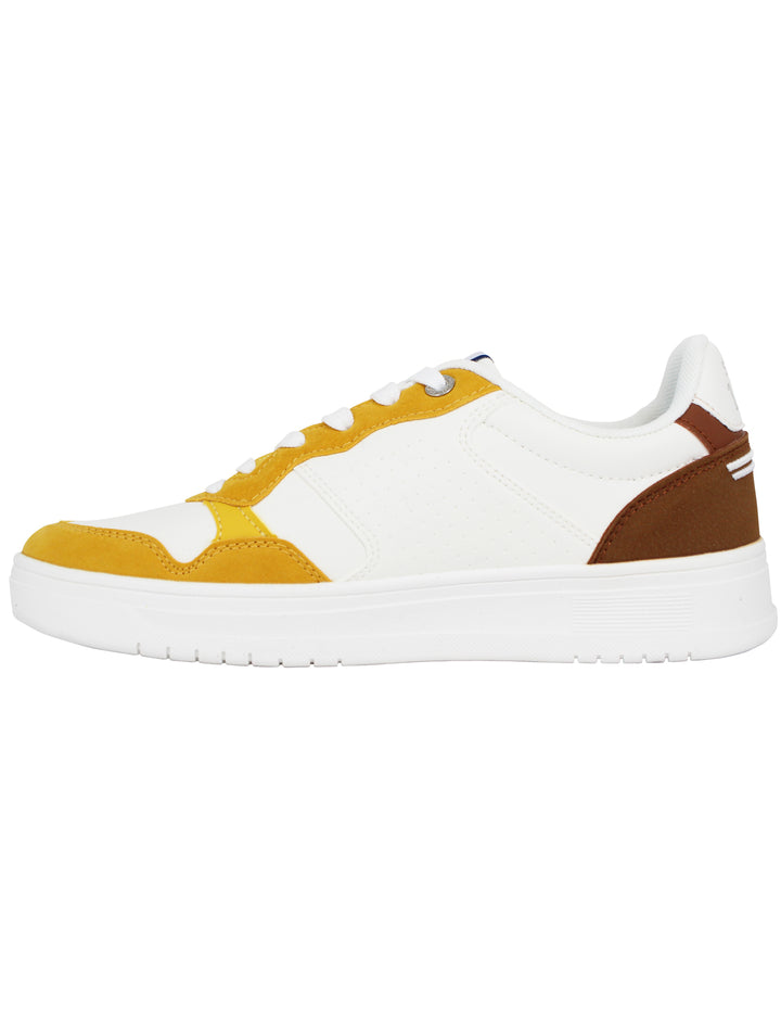 Spatarella Sneakers Uomo In Eco Pelle Vintage Bianco E Giallo