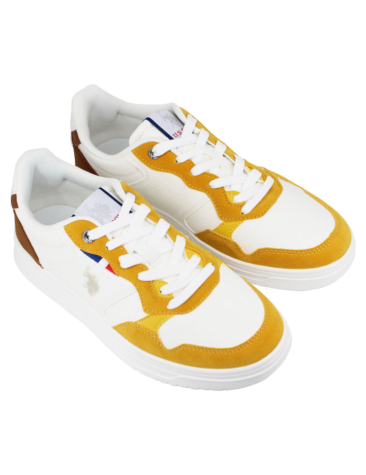 Spatarella Sneakers Uomo In Eco Pelle Vintage Bianco E Giallo