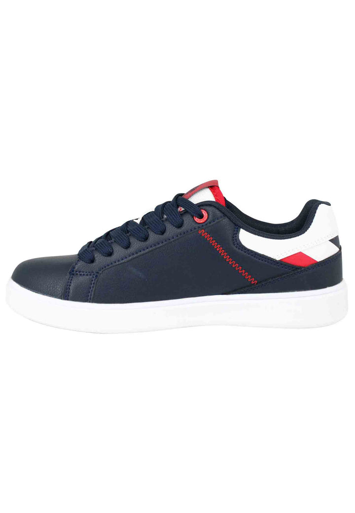 Spatarella Sneakers Uomo In Ecopelle Blu Con Cuciture In Contrasto