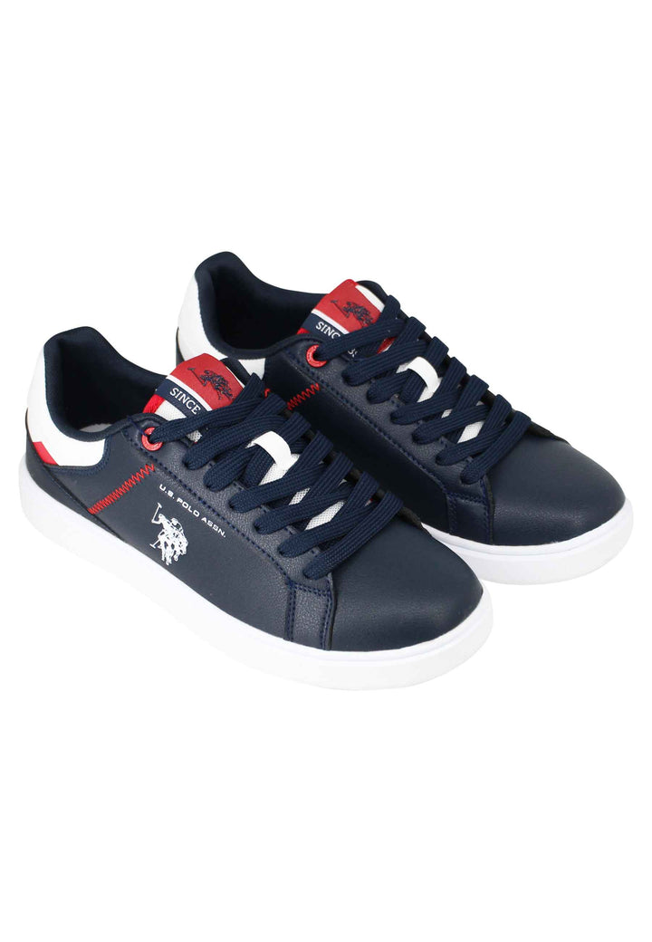 Spatarella Sneakers Uomo In Ecopelle Blu Con Cuciture In Contrasto