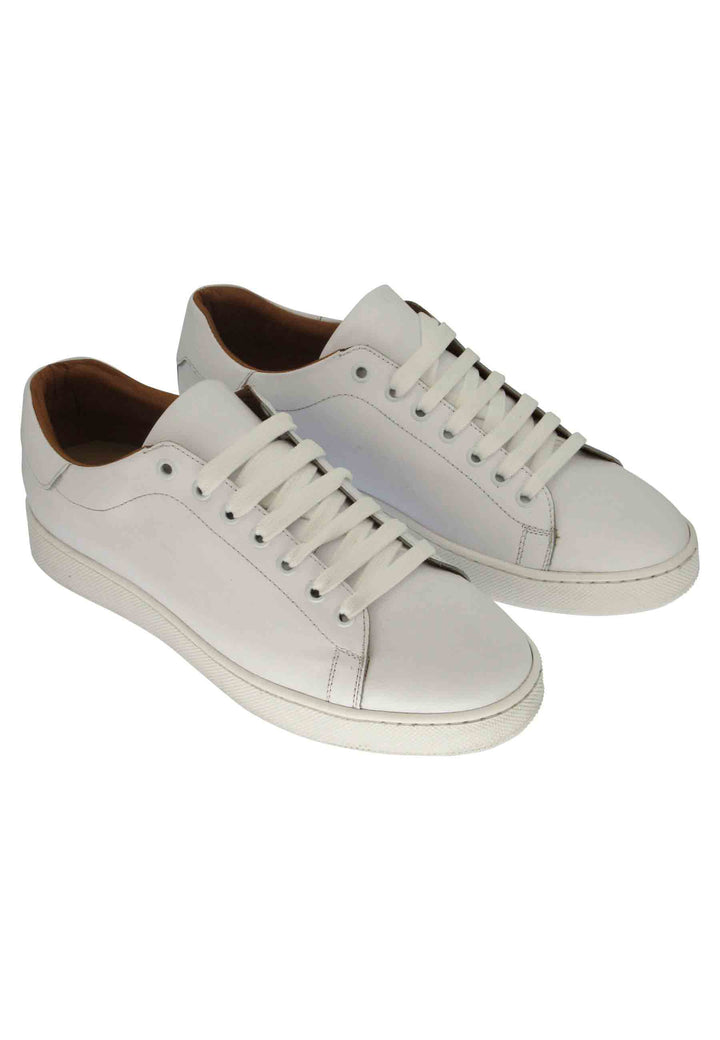 Spatarella Sneakers Uomo In Pelle Bianca Con Fondo In Gomma