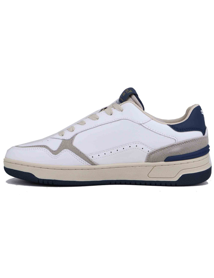 Spatarella Sneakers Uomo In Pelle Bianca Con Riporti Blu