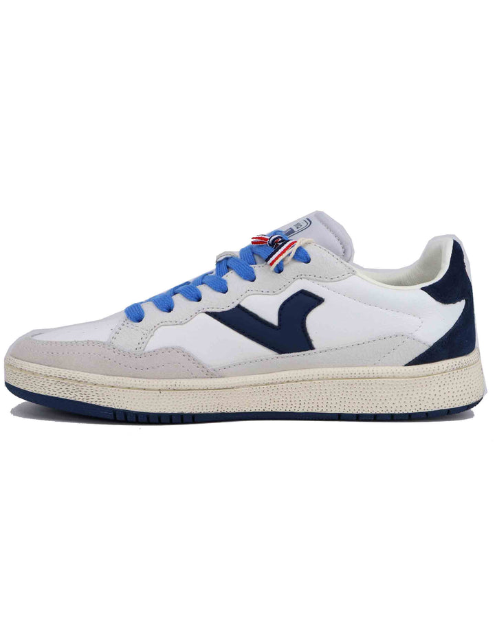 Spatarella Sneakers Uomo In Pelle Bianca Con Riporti Blu