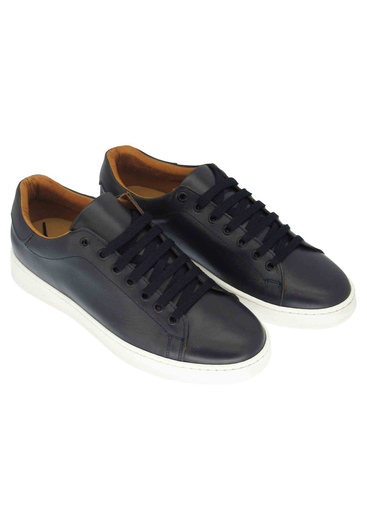 Spatarella Sneakers Uomo In Pelle Blu Con Fondo In Gomma