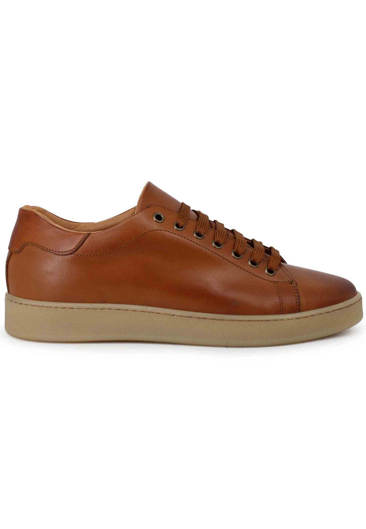 Spatarella Sneakers Uomo In Pelle Cuoio Con Fondo Gomma