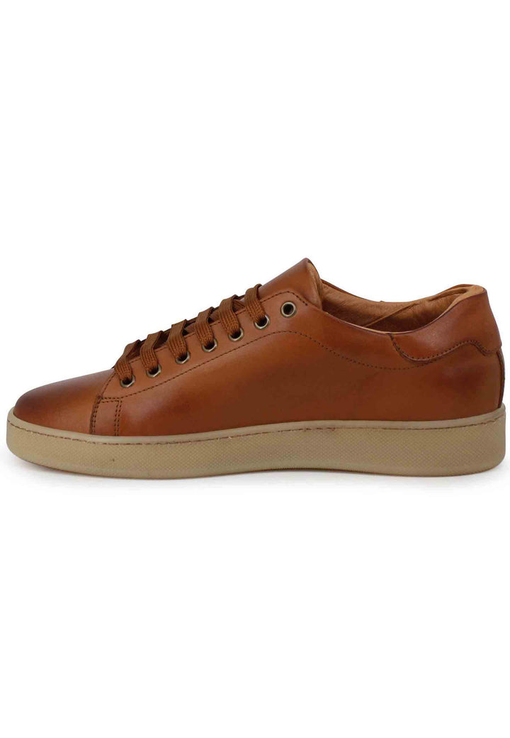 Spatarella Sneakers Uomo In Pelle Cuoio Con Fondo Gomma