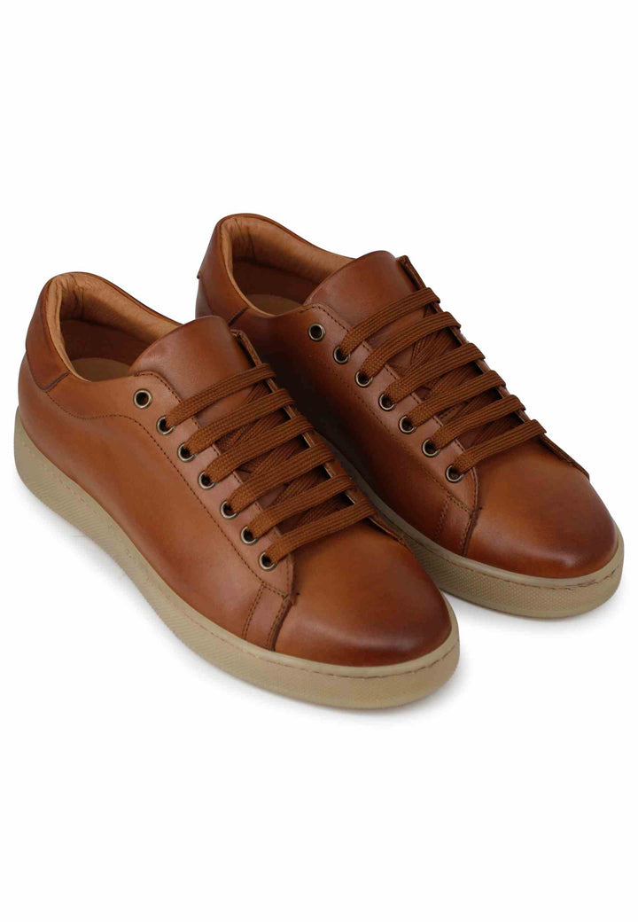 Spatarella Sneakers Uomo In Pelle Cuoio Con Fondo Gomma