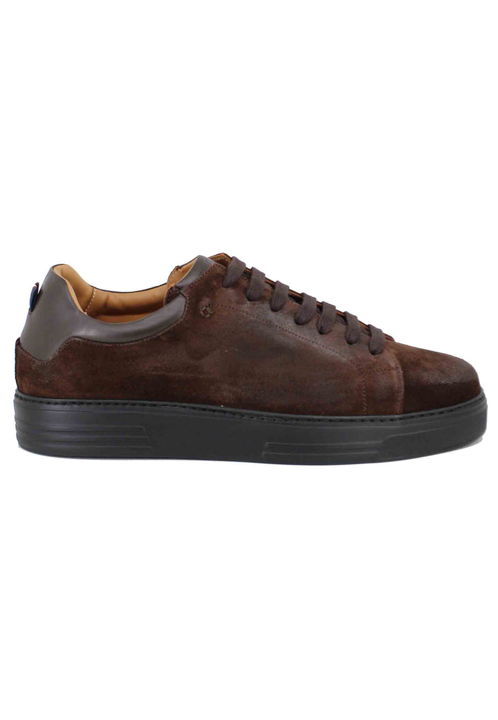 Spatarella Sneakers Uomo In Pelle E Camoscio Testa Di Moro