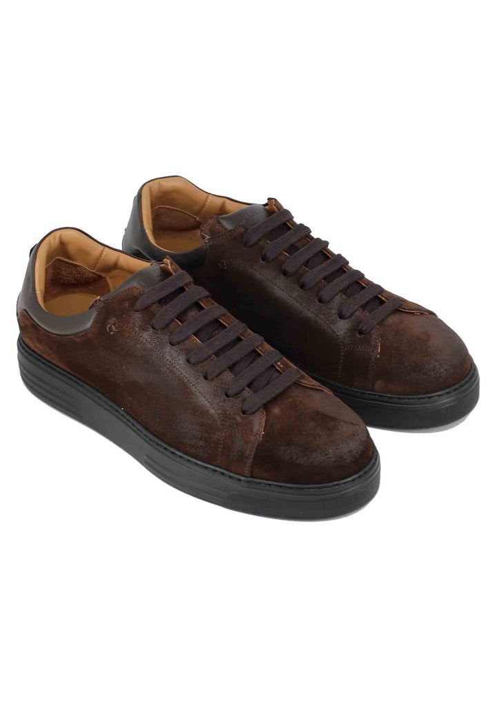 Spatarella Sneakers Uomo In Pelle E Camoscio Testa Di Moro