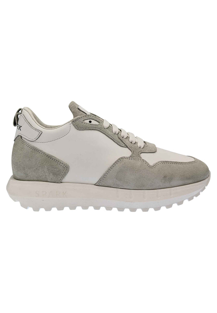 Spatarella Sneakers Uomo In Pelle E Tessuto Of White Con Fondo Alto In Gomma
