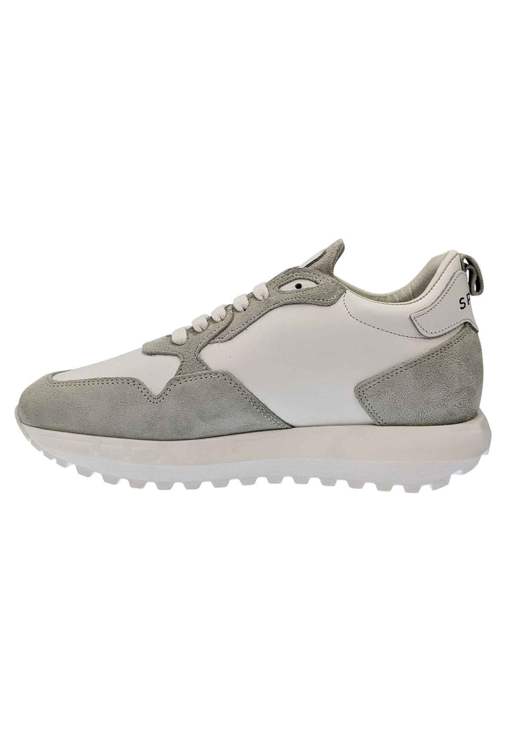 Spatarella Sneakers Uomo In Pelle E Tessuto Of White Con Fondo Alto In Gomma