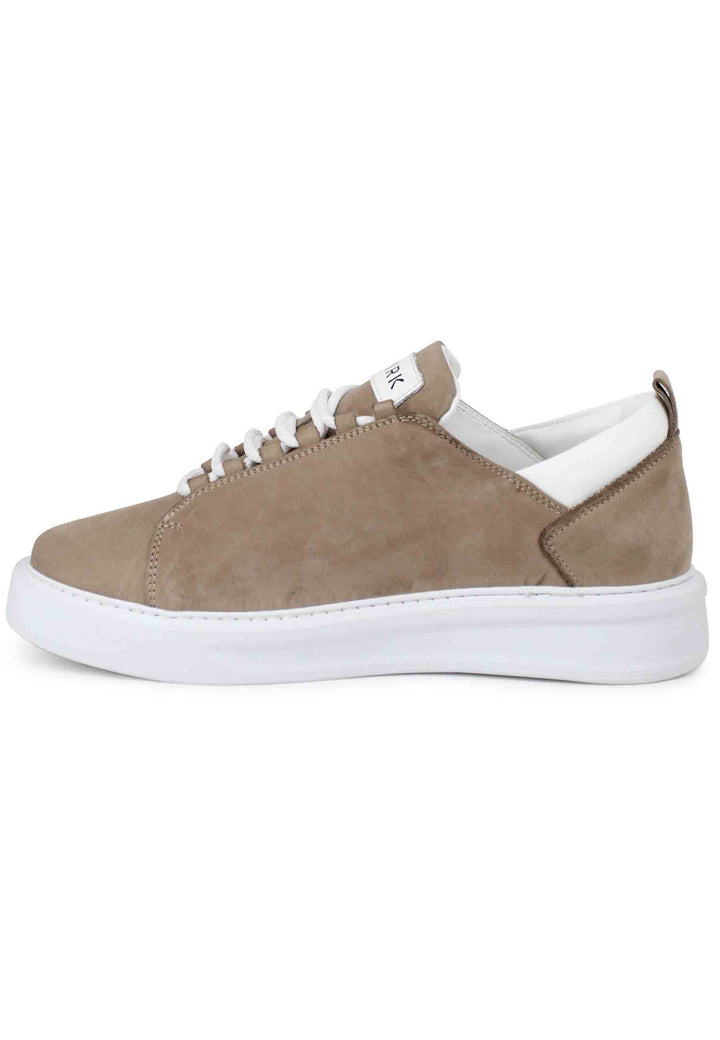 Spatarella Sneakers Uomo In Pelle Sabbia Con Suola Alta