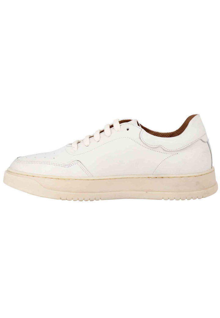 Spatarella Sneakers Uomo In Pelle Vintage Off White Con Suola In Gomma Cucita