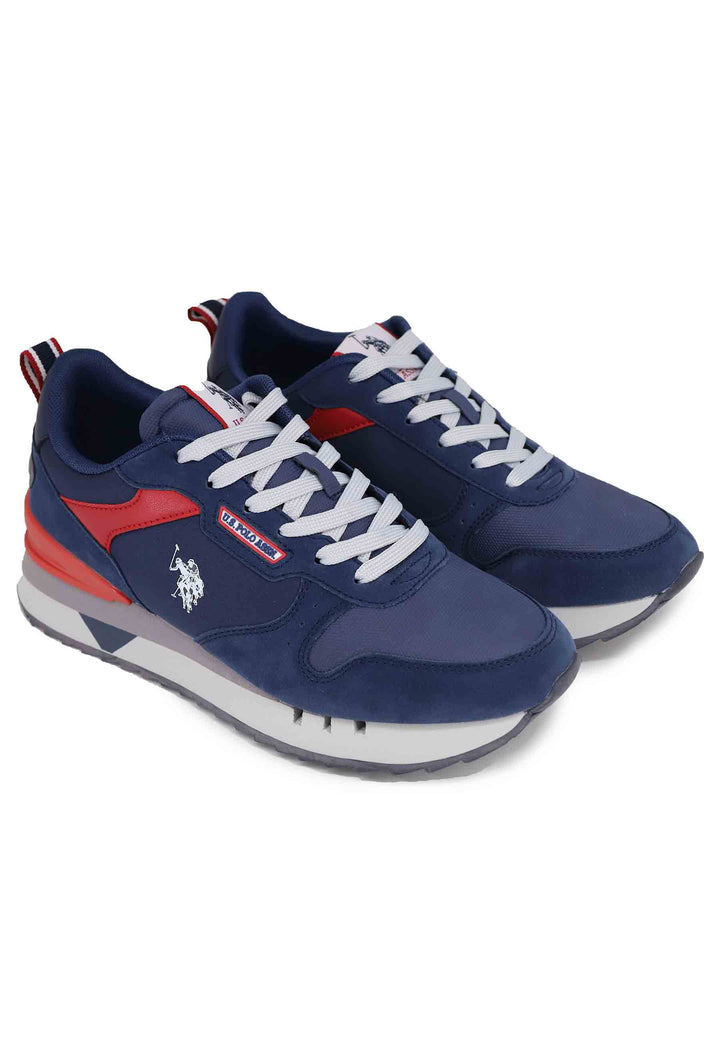 Spatarella Sneakers Uomo In Tessuto Blu Con Suola Alta