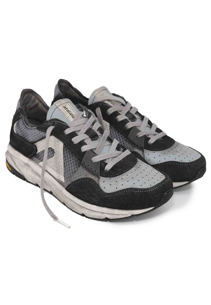 Spatarella Sneakers Uomo In Tessuto Tecnico E Pelle Grigia Con Suola Vibram